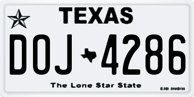 TX license plate DOJ4286