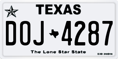 TX license plate DOJ4287