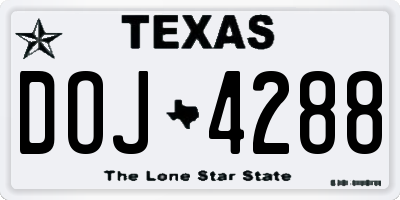 TX license plate DOJ4288