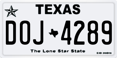 TX license plate DOJ4289