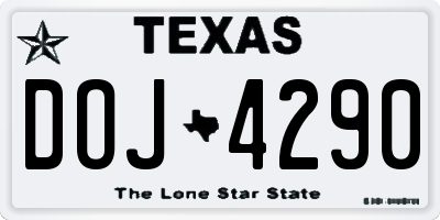 TX license plate DOJ4290