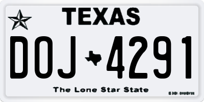 TX license plate DOJ4291