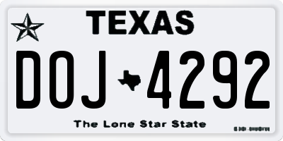 TX license plate DOJ4292