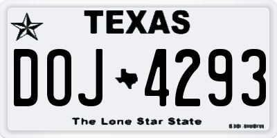 TX license plate DOJ4293