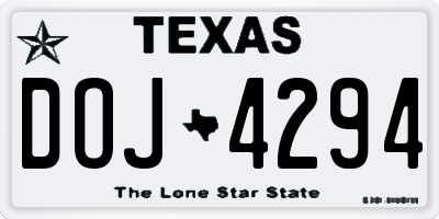 TX license plate DOJ4294
