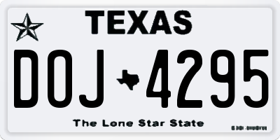 TX license plate DOJ4295