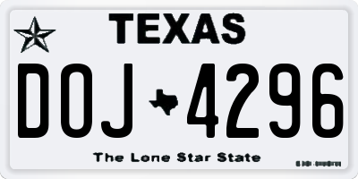 TX license plate DOJ4296