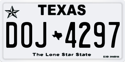 TX license plate DOJ4297