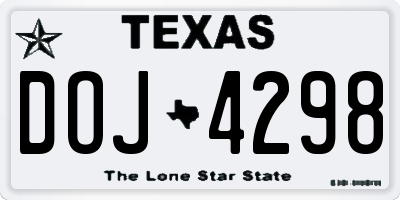 TX license plate DOJ4298