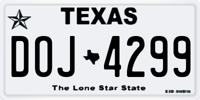 TX license plate DOJ4299