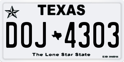TX license plate DOJ4303