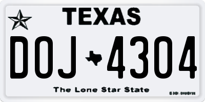 TX license plate DOJ4304