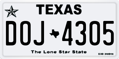 TX license plate DOJ4305