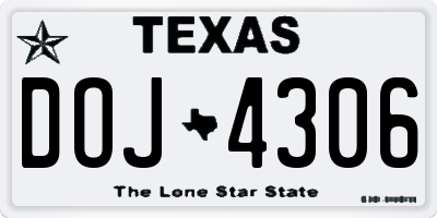 TX license plate DOJ4306