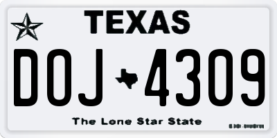 TX license plate DOJ4309