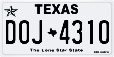 TX license plate DOJ4310