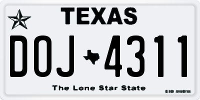TX license plate DOJ4311