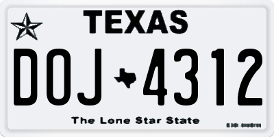 TX license plate DOJ4312