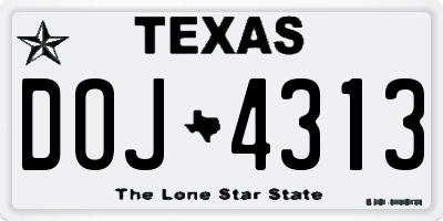TX license plate DOJ4313