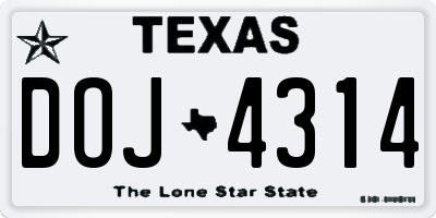 TX license plate DOJ4314