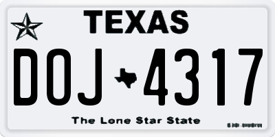 TX license plate DOJ4317