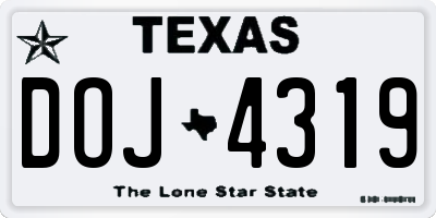 TX license plate DOJ4319