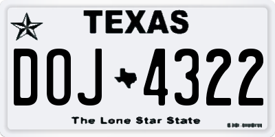 TX license plate DOJ4322