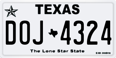 TX license plate DOJ4324