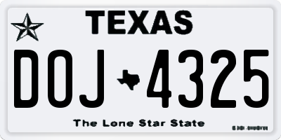 TX license plate DOJ4325