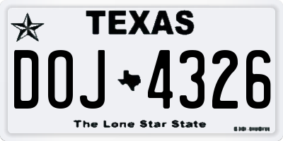 TX license plate DOJ4326