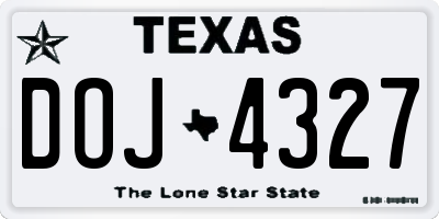 TX license plate DOJ4327