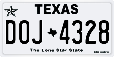 TX license plate DOJ4328