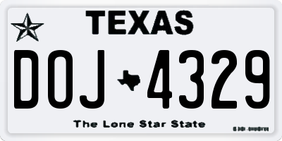 TX license plate DOJ4329