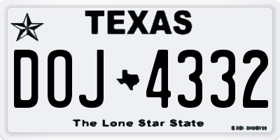 TX license plate DOJ4332