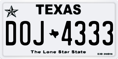 TX license plate DOJ4333