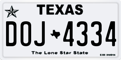 TX license plate DOJ4334
