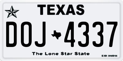 TX license plate DOJ4337