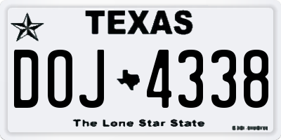 TX license plate DOJ4338