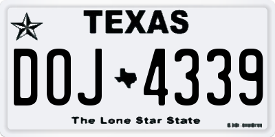 TX license plate DOJ4339