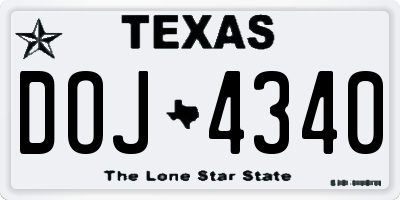 TX license plate DOJ4340