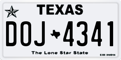 TX license plate DOJ4341