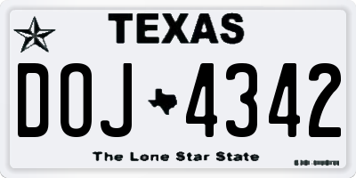 TX license plate DOJ4342
