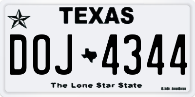 TX license plate DOJ4344