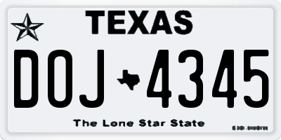 TX license plate DOJ4345