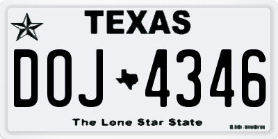 TX license plate DOJ4346
