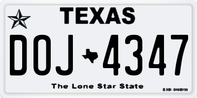 TX license plate DOJ4347