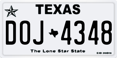 TX license plate DOJ4348