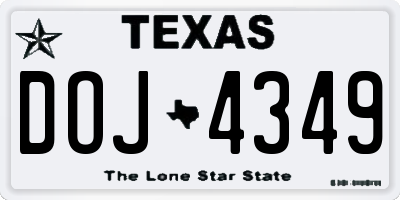 TX license plate DOJ4349