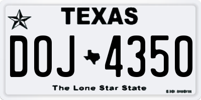 TX license plate DOJ4350