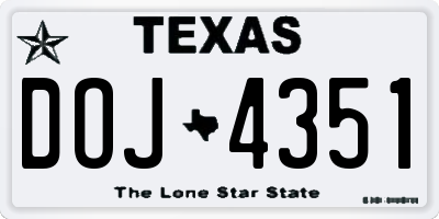 TX license plate DOJ4351
